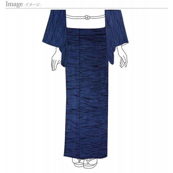 小紋　手縫いお仕立て付き　藍香房　天然阿波藍　水面模様　青色　身丈１５５ｃｍ位まで、裄６９．５ｃｍまで　通年の着用可　着物　送料込み