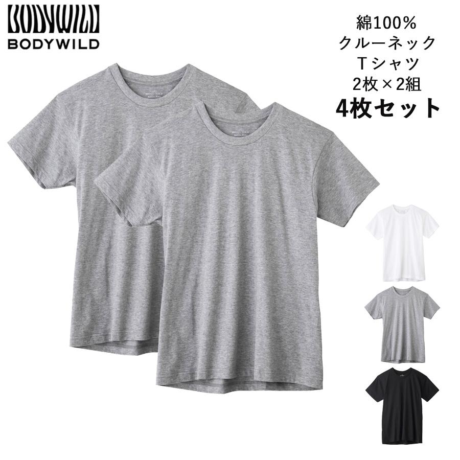 BODY WILD シャツ 2枚　M 送料無料】 GUNZE BODY WILD メンズ クルーネック Tシャツ 2枚×2組 4枚