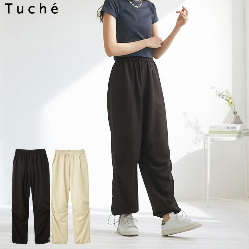 送料無料】 GUNZE Tuche パラシュートパンツ レーヨン混 ドロー