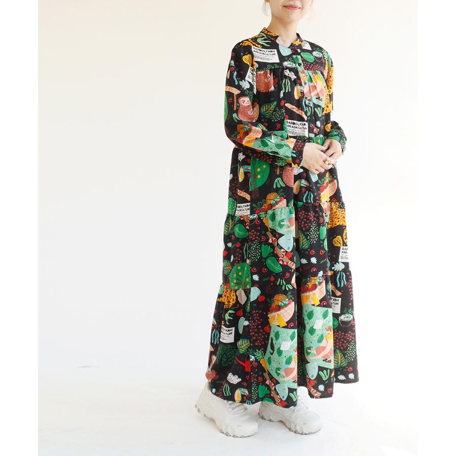 送料無料】 COLORK 幾何学柄 リーフ柄 ロング ワンピース 春 夏 秋