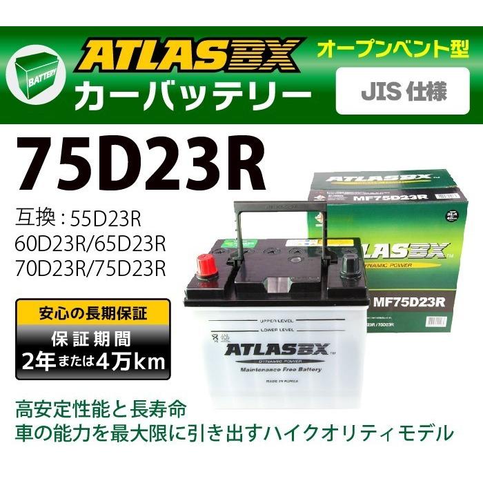 ATLAS カーバッテリー AT 75D23R (互換：55D23R,60D23R,65D23R,70D23R