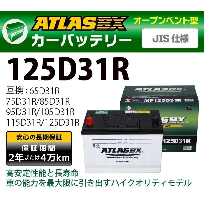 ATLAS カーバッテリー AT 125D31R (互換：65D31R 75D31R 85D31R 95D31R