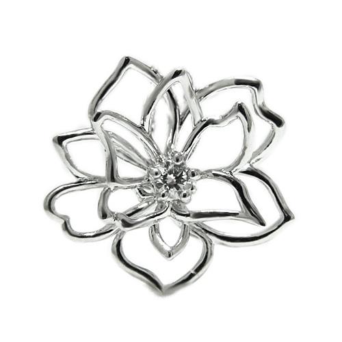 PT900プラチナ ラペルピン ダイヤモンド お花 花びら フラワー 