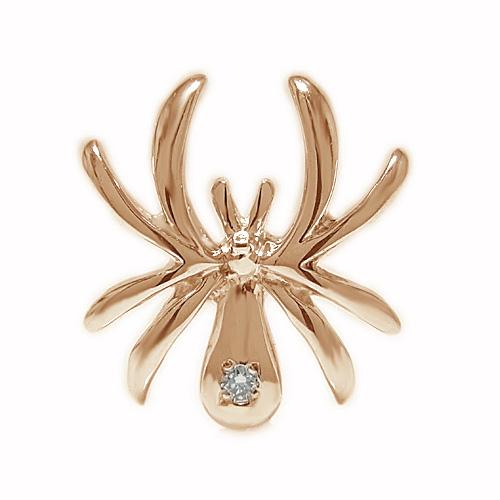 K18 ダイヤ0.02ct 蜘蛛 スパイダー パール ピンブローチ ゴールド