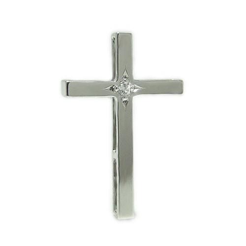 PT900プラチナ ラペルピン ブローチ クロス 十字架 ダイヤモンド