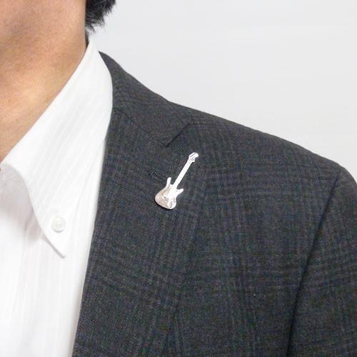 K18ホワイトゴールド / イエローゴールド / ピンクゴールド ラペルピン ギター エレキ 楽器 音楽 弦楽器 メンズ ピンバッジ ピンブローチ ブローチ タックピンの画像