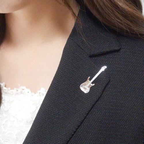 K18ホワイトゴールド / イエローゴールド / ピンクゴールド ラペルピン ギター エレキ 楽器 音楽 弦楽器 メンズ ピンバッジ ピンブローチ ブローチ タックピンの画像
