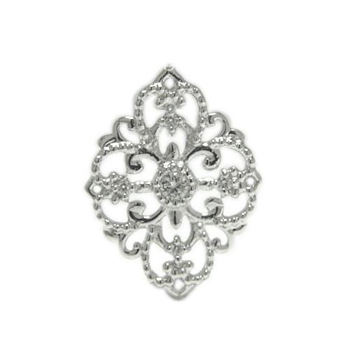 K18ホワイトゴールド / イエローゴールド / ピンクゴールド ラペルピン ダイヤモンド 透かし柄 アラベスク ミル打ち ピンバッジ ピンブローチ ブローチ