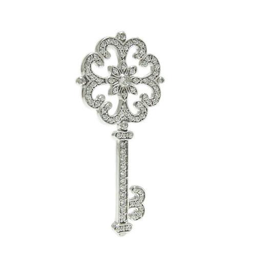 ラペルピン ブローチ K10ホワイトゴールド イエローゴールド ピンクゴールド 鍵 キー Key ダイヤモンド 高級 ピンバッジ ピンブローチ タイニーピン 天然石の画像
