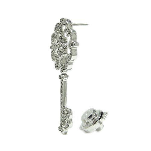 ラペルピン ブローチ K10ホワイトゴールド イエローゴールド ピンクゴールド 鍵 キー Key ダイヤモンド 高級 ピンバッジ ピンブローチ タイニーピン 天然石の画像