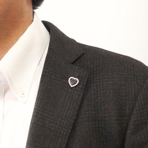 ラペルピン ブローチ K10ホワイトゴールド イエローゴールド ピンクゴールド ハート ブラックダイヤ 黒ダイヤ ピンバッジ ピンブローチ タイピン タイニーピンの画像