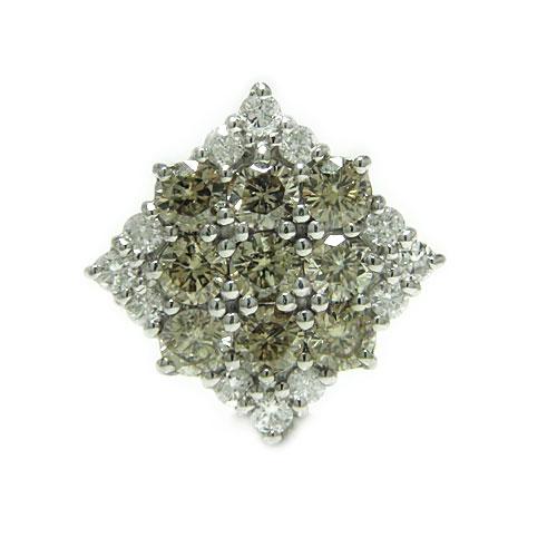 PT900プラチナ ラペルピン スクエア ブラウンダイヤ ダイヤモンド 高級 ピンバッジ ピンブローチ ブローチ 誕生石　　　　