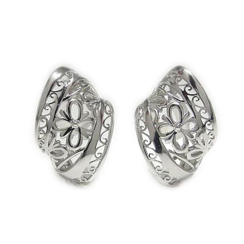 PT900プラチナ イヤリング 地金 クリップ式 バネ式 透かし柄  