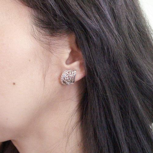 PT900プラチナ イヤリング 地金 クリップ式 バネ式 透かし柄  