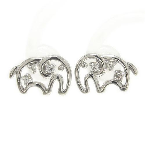 PT900プラチナ ピアス ゾウ スタッド ダイヤモンド 象 エレファント 動物モチーフ アニマル キャッチ プレゼント 贈り物 可愛い 天然石 誕生石