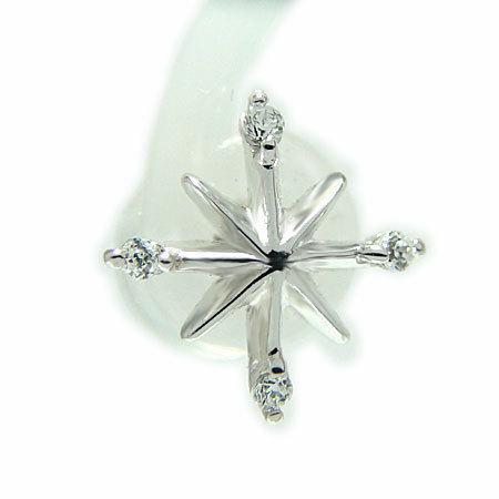 PT900プラチナ ピアス スタッド 雪の結晶 ダイヤモンド 雪