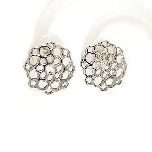K10ホワイトゴールド / イエローゴールド / ピンクゴールド ピアス スタッド 地金 お花 フラワー 花びら 花束 アンティーク キャッチ 可愛い 両耳用 石なし