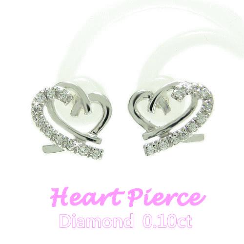 K10ホワイトゴールド / イエローゴールド / ピンクゴールド ピアス スタッド ハート リボン オープンハート ダイヤモンド 天然石 ゴールド キャッチ プレゼント