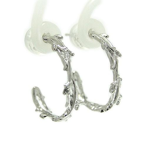 K14WG　ホワイトゴールド　ピアス　ダイヤ　ダイヤモンド ブランチモチーフ　キャッチ　スタッドピアス