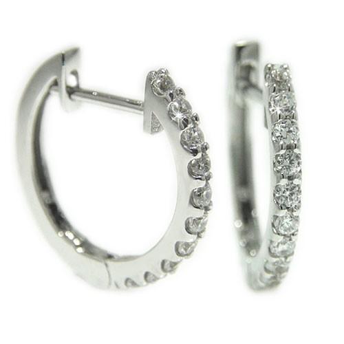ピアス PT900プラチナ プラチナピアス フープピアス 中折れ ダイヤ ダイヤピアス エタニティー 幅広 奥行 ポスト PT 天然石 誕生石 プレゼント ギフト お勧めの画像