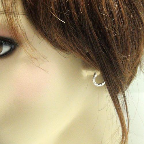 ピアス PT900プラチナ プラチナピアス フープピアス 中折れ ダイヤ ダイヤピアス エタニティー 幅広 奥行 ポスト PT 天然石 誕生石 プレゼント ギフト お勧めの画像