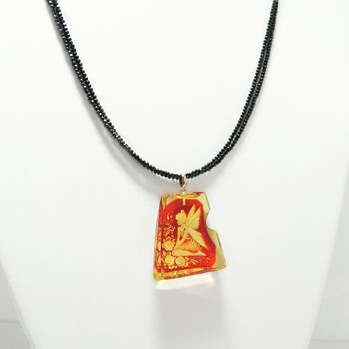 琥珀 コハク天使のインタリオ ネックレス k18