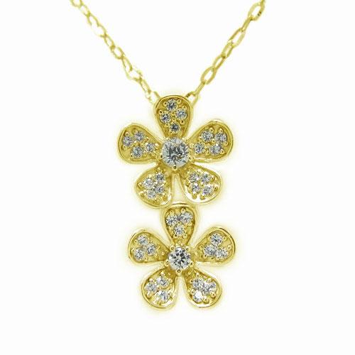 ペンダント K10ホワイトゴールド イエローゴールド ピンクゴールド ネックレス お花 フラワー ダイヤモンド 10K 10金 誕生石 天然石 スライドチェーン ギフトの画像