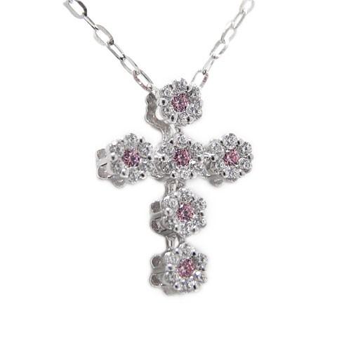 PT900プラチナ ペンダント ネックレス プラチナペンダント クロス 十字架 ピンクサファイヤ ピンク ダイヤモンド 天然石 誕生石 スライド プレゼント ギフト