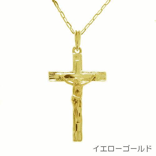 ペンダント K18ホワイトゴールド イエローゴールド ピンクゴールド ネックレス クロス 十字架 地金ペンダント イエスキリスト ロザリオ アジャスター 18K 18金の画像