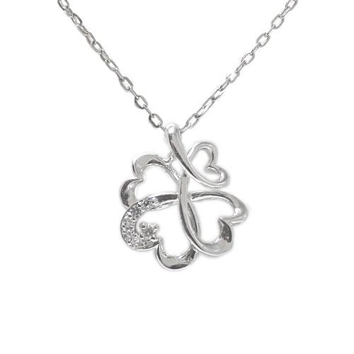 K18ホワイトゴールド/イエローゴールド/ピンクゴールド ペンダント クローバー 四つ葉 ダイヤモンド お花 フラワー 誕生石 ネックレス