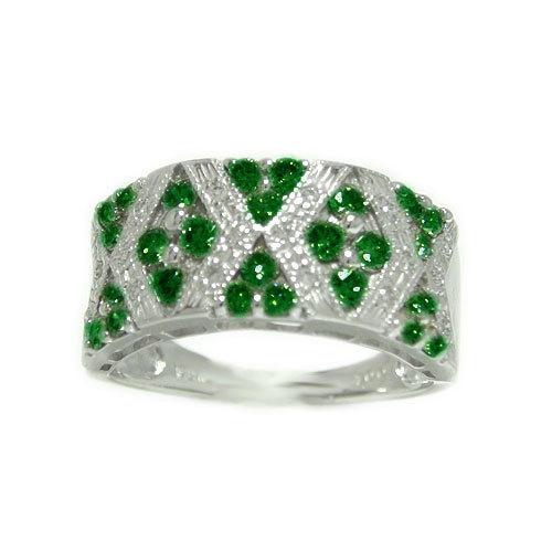 PT900プラチナ リング 指輪 エメラルド ダイヤモンド 人差し指 中指  