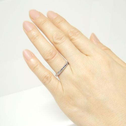 PT900プラチナ リング 指輪 ダイヤモンド ブラックダイヤ エタニティー  