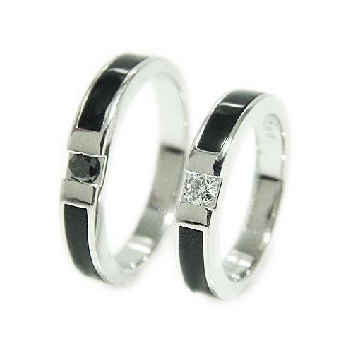 ダイヤ＆オニキスホワイトゴールドリング