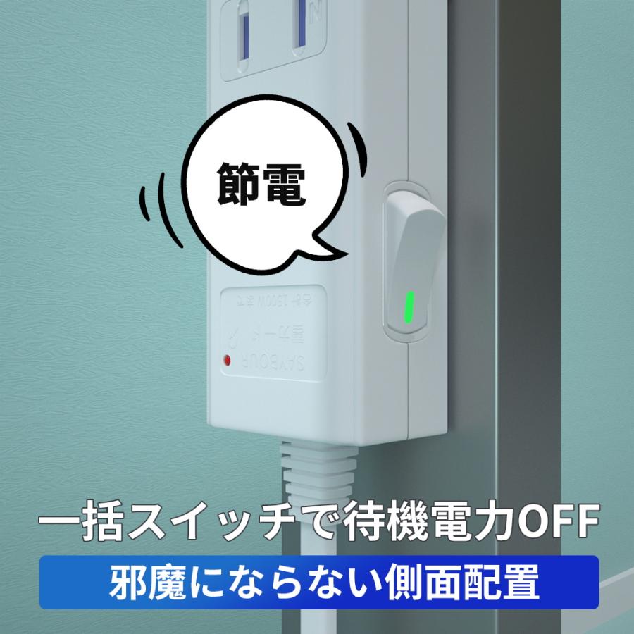 SAYBOUR 電源タップ 延長コード 1m 磁石 AC 10個口 コンセント