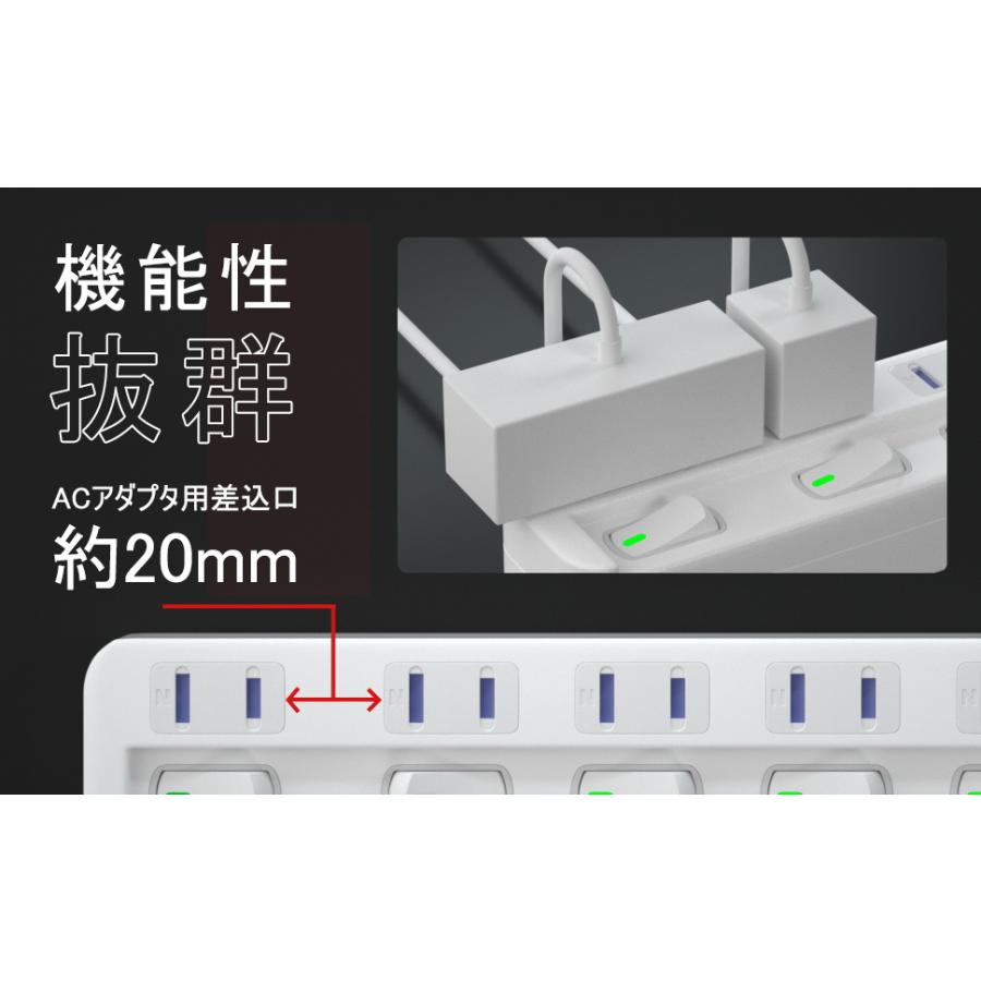 SAYBOUR 電源タップ 2m 延長コード AC 6個口 個別 スイッチ 節電