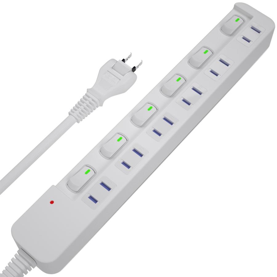 SAYBOUR 電源タップ 3m 延長コード AC 6個口 個別 スイッチ 節電