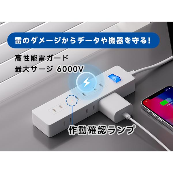 SAYBOUR 延長コード 電源タップ マグネット 磁石 3m 電源コード タップ