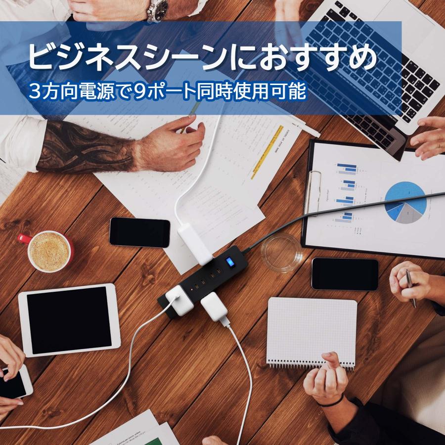 SAYBOUR 電源タップ マグネット 磁石 延長コード 3.5m 電源コード タップ AC 9個口 スイッチ テーブルタップ マルチタップ ...