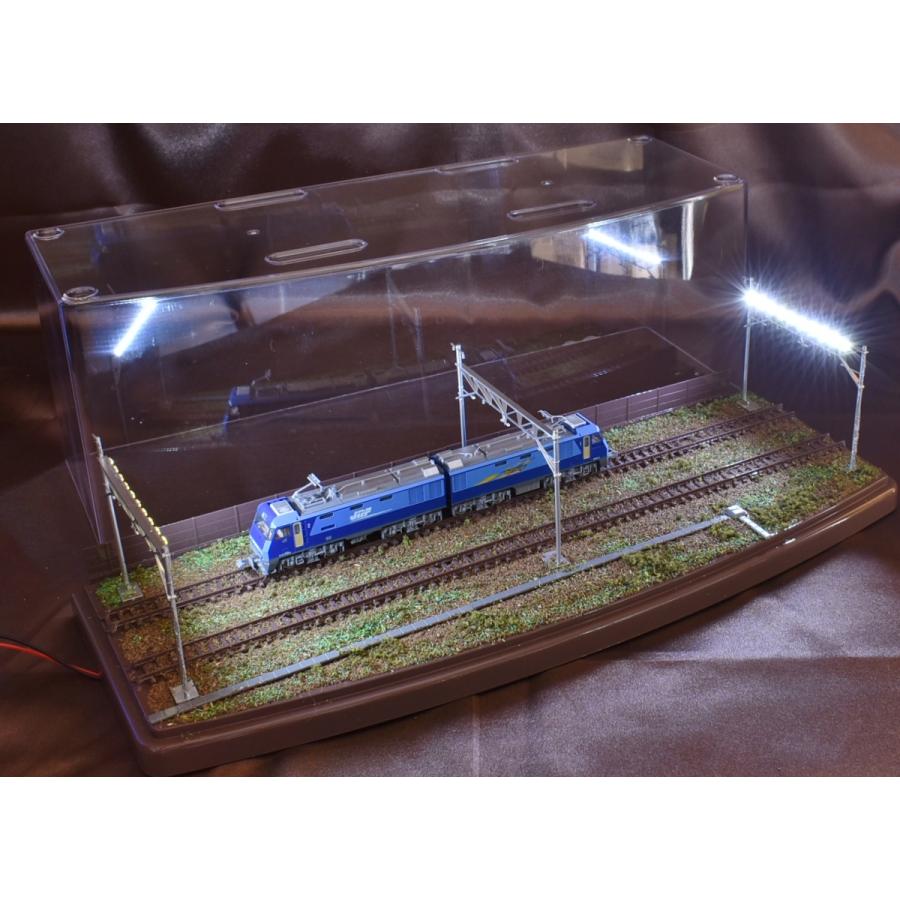 鉄道模型 ジオラマ展示台 Nゲージ用 ケース付 複線架線柱ヤード 鉄道模型 ジオラマ展示台 Nゲージ用 ケース付 複線架線柱ヤード