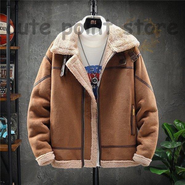 2026年 ムートンジャケット メンズ ムートンコート ジャケット ブルゾン コート 裏起毛 裏ボア 厚手ジャケット あったか 防寒 防風 大きいサイズ 厚手 【G2504638189】(14886円)
