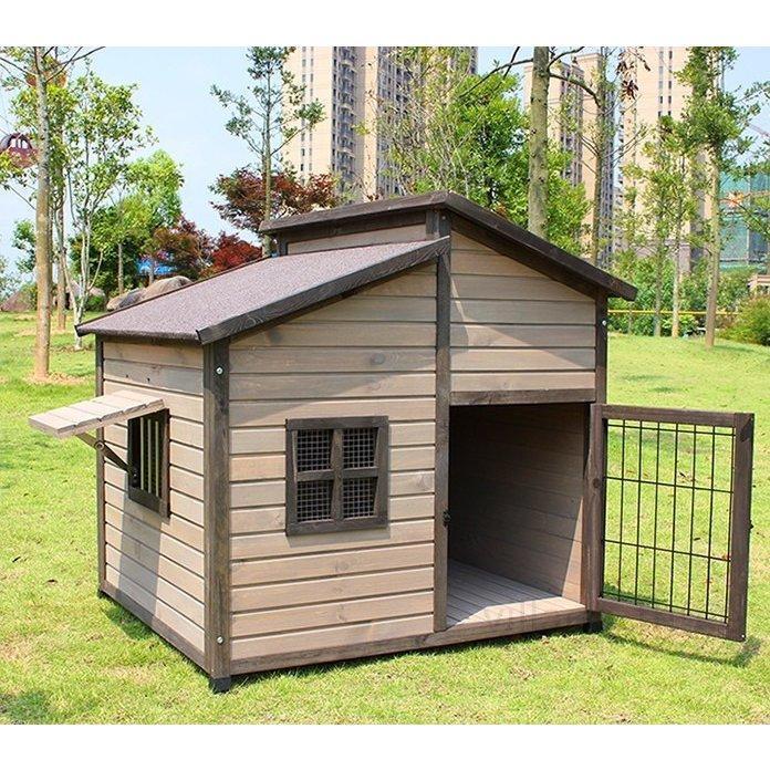 【〜6/6まで出品】 屋外用犬小屋 豪華別荘 丈夫 飼育ケージ 小動物 転倒防止 安定性抜群 組立式 松の木 木製 防腐材 中型犬 大型犬用 ペット用品 【QG1245817581】(44974円)