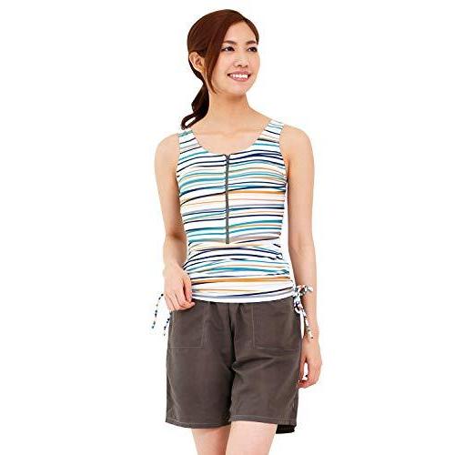 アラポラッカ 水着 体型カバー セパレート風 ワンピース ショートパンツ付 レディース 大きいサイズ グリー バーゲンで