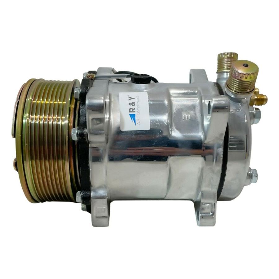 RYC New Universal Chrome AC Compressor E08S-Nは、Sanden Style 508,8 PKを置き換えます
