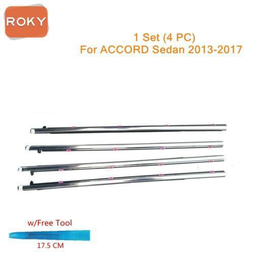 For Accord Sedan 2013-2017 Window Weatherstrip 4PC Sweep Belt Outer Chrome