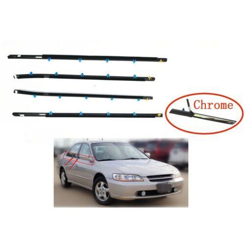 For Accord Sedan 1998-2002 Window Weatherstrip 4PC Molding Trim Outer w/Tool