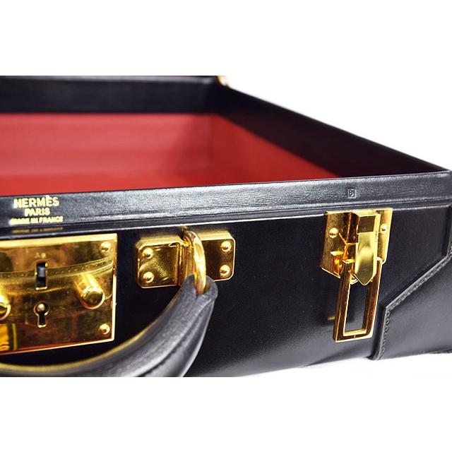 HERMES エルメス キリウス トランクケース 黒 ボックスカーフ G金具  