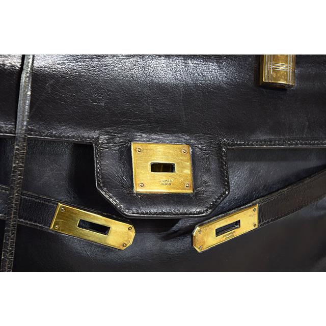 エルメス HERMES サックアクロア 黒 ボックスカーフ G金具 P刻印 1960