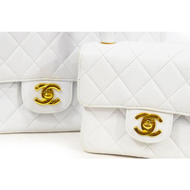 CHANEL　シャネル　マトラッセ　親子バッグ　ハンドバッグ　白　G金具　ラムスキン　ゴールド金具 CHANEL 本物 sbbt｜sbbt｜09