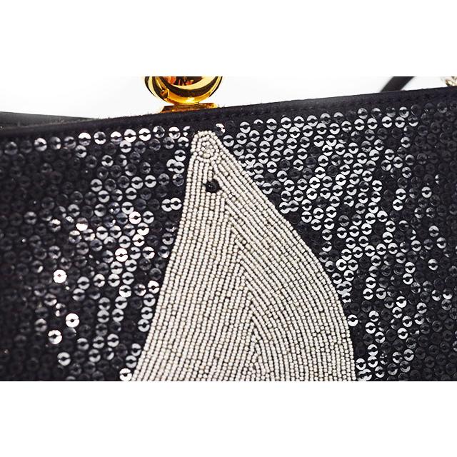 エルメス　サックアマリース　黒　オットセイ　ドブリス×スパンコール×ビーズ　〇U刻印　ショルダーバッグ HERMES 本物 up sbbt | HERMES | 02