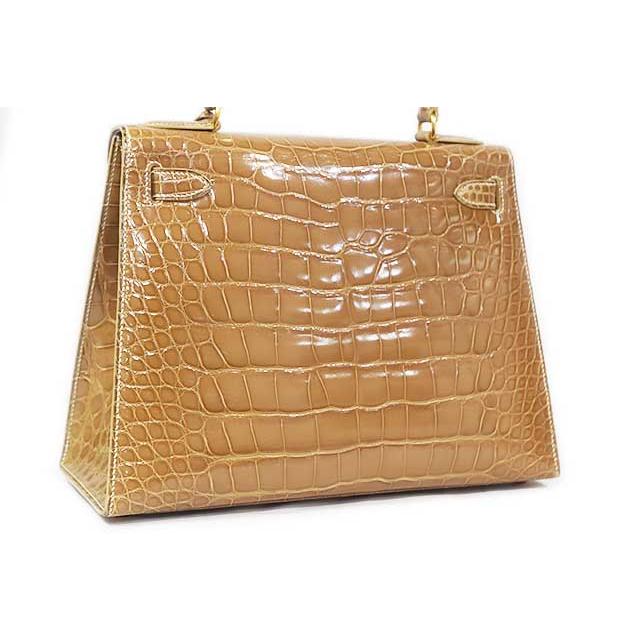 Kelly エルメス ケリー28 外縫い ベージュ クロコダイル アリゲーター